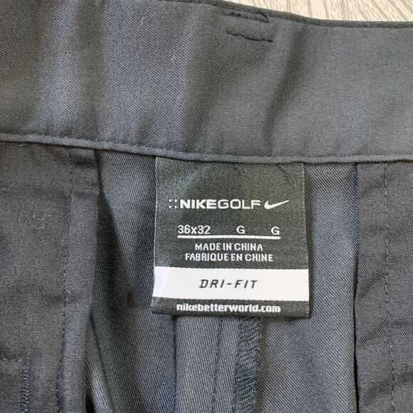 Nike Golf Pants Men 36 Charcoal Black Dri Fit Flat Front Classic Tech Chino - Picture 5 of 11